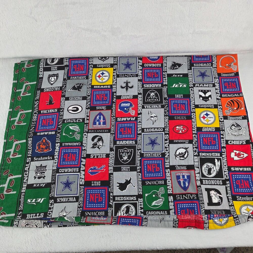 Vintage Handmade NFL Team Logo Fabric 78"x54" Tablecloth or Curtain Panel‎